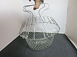Vintage Wire Egg Gathering Basket Collapsible