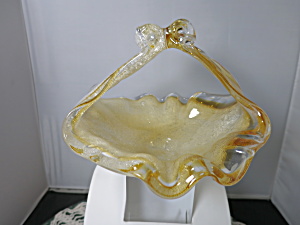 Art Glass Basket White Stretch Bubble Yellow And Clear Case Mid C