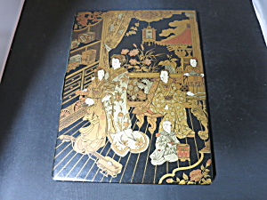 Japanese Black Lacquer Book Cover And Back Or Scrap Book