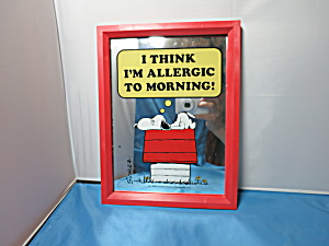 Snoopy Framed Mirror I Think I'm Allergic To Morning 1958 Peanuts