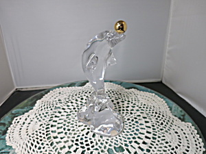 Vintage Crystal Dolphin Gold Ball Figurine Crystal Series 81 Fc