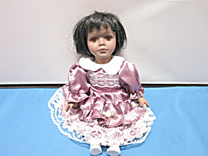 African Black Americana Porcelain Cloth Doll Unmarked 7 3/4 Inch