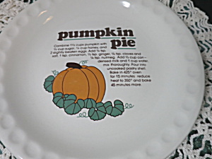 Pumpkin Pie Plate With Recipe Circa 1980s