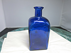 Vintage Cobalt Blue Square Glass Bottle