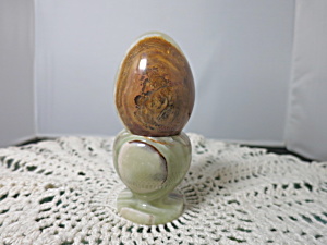 Vintage Polished Onyx Gemstone Egg And Stand Made In Pakistan