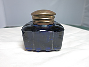 Vintage Cobalt Blue Inkwell Art Deco