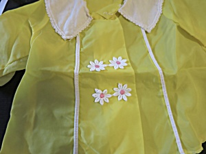 Vintage Doll Floral Dress And Bonnet Bright Yellow And White