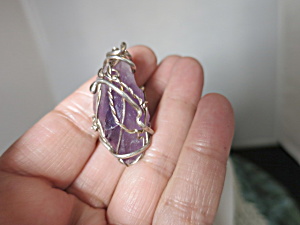 Vintage Amethyst Cluster Pendant Sterling Silver Wire Wrapped