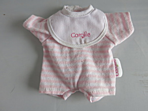 Vintage Corolee Doll Clothes One Piece With Bib Collar Pink White