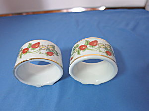 Avon Brazil Porcelain Napkin Rings Strawberry Set Of 2