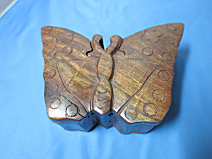 Vintage Sheesham Wood Butterfly Puzzle Box Aka Indian Rosewood