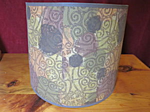Mid Century Abstract Lamp Shade Brown Olive Green Gold Rust