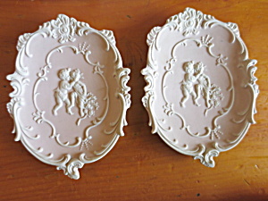 Arnart Creation Japan Cupid Bisque Wall Plaque Set Of Two