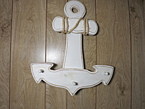 Vintage Wood Anchor Wall Plaque With Dowels Nautical Sea Shore