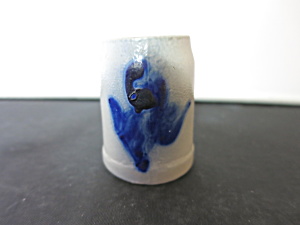 Stoneware Shot Stein With A Flow Blue Motif Height 2 1/8 Inches