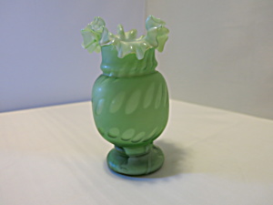 Victorian Cased Satin Glass Vase Crimped Ruffled Rim