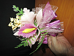Vintage Plastic Flower Corsage 1960s Iris Lilly Of The Valley