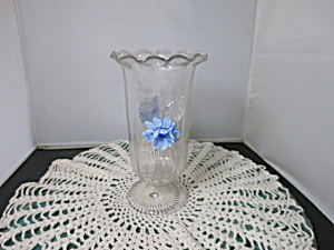 Vintage Murano Art Glass Vase With Applied Flowers 8 Inches