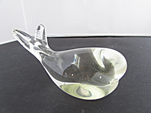 Art Glass Whale Paperweight Clear Glass Unsigned