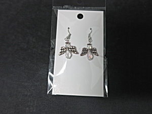 Angel Earrings Crystal Sparkle Clear Hand Made By Allie