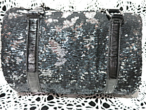 Express Satchel Tote Bag Black And Silver Sequins