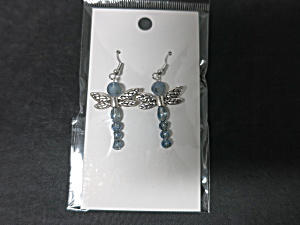 Whimsical Dragonfly Earrings Blue Hand Made By Allie