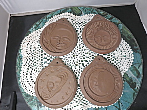 Vintage Hartstone Celestial Cookie Mold Pottery Usa Set Of 4