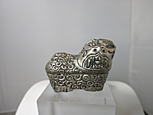 Silver Foo Dog Box Trinket Pill Unmarked Silver Or Coin Silver