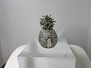 Vintage Pineapple Snuff Box Enameled Lined Silver Rare Find