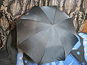 Vintage Umbrella Black With Lucite Grained Hook Handle