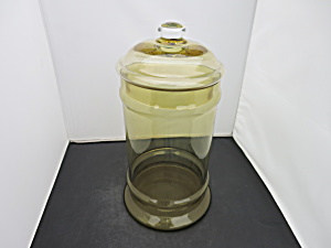 Large Apothecary Jar Show Globe Yellow Glass Canister 14.5 Inches
