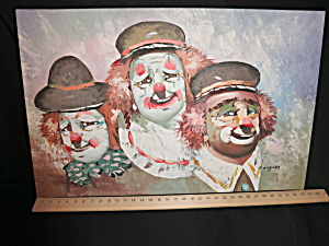 Vintage Clown Oil Painting Signed Longder