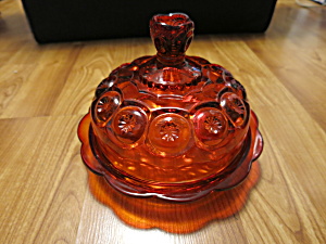 Vintage Le Smith Moon And Star Amberina Glass Cheese Dish