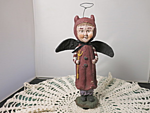 Vintage Monie Wilson Devil Angel Paper Mache Figurine Unsigned