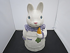 Metlox Pottery Bunny Rabbit Cookie Jar With Carrot