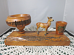 Wooden Ausable Chasm Ny Souvenir Candy Dish Deer Toothpick
