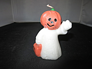 Vintage Pumpkin Head Ghost Gurley Candle Trick Or Treat