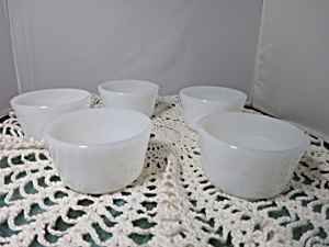 Glasbake Milk Glass Custard Cups Set Of 5 As Is