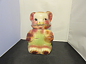 American Bisque Bear Dressed In Pink And Green