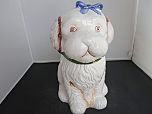Puppy Dog Cookie Jar White Poodle Looking