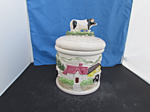 Cow Barn Japan Ceramic Cookie Jar Country Kitchen