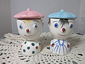 Vintage Figural Egg Cups Lady And Gent Japan 1950s To 1960s