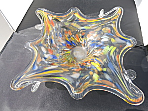 Art Glass Dish Serving Bowl 11 3/4 X 12 Inch