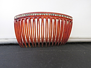 Vintage Single Amber Lucite Haircomb With Paste Stones