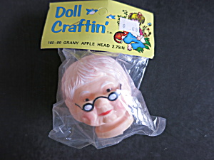 Vintage Granny Apple Head Doll Crafts Hard Rubber