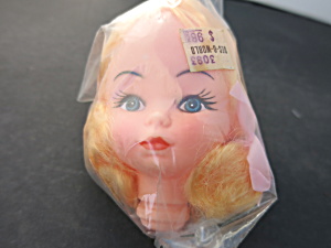 Vintage Girl Soft Rubber Doll Head Crafting Blonde Wig