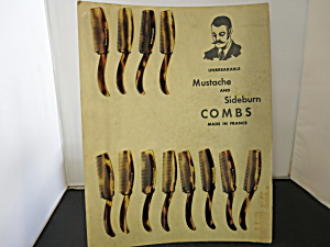 Vintage Suzane France Mustache And Sideburn Combs New Old Stock