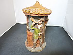 German Figural Candle Double Carved Painted Mid Century