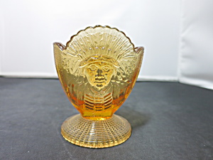 Indian Chief Toothpick Holder Amber Eapg