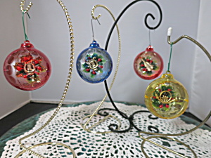 Vintage Jewelbrite Plastic Ornaments Disco Ball 4pc